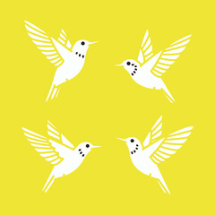 captures graceful hummingbirds mid-air, showcasing nature's elegance and synchronized beauty against a vibrant sky.