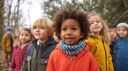 Multi-ethnic children participating in an educational field trip