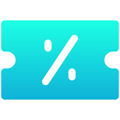 Voucher Vector Icon, Discount Voucher Icon, Silhouette Gradient Style Isolated Vector Icon. 