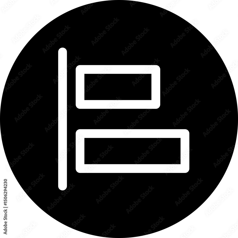 Poster left align tool sign icon, circular style isolated vector icon.