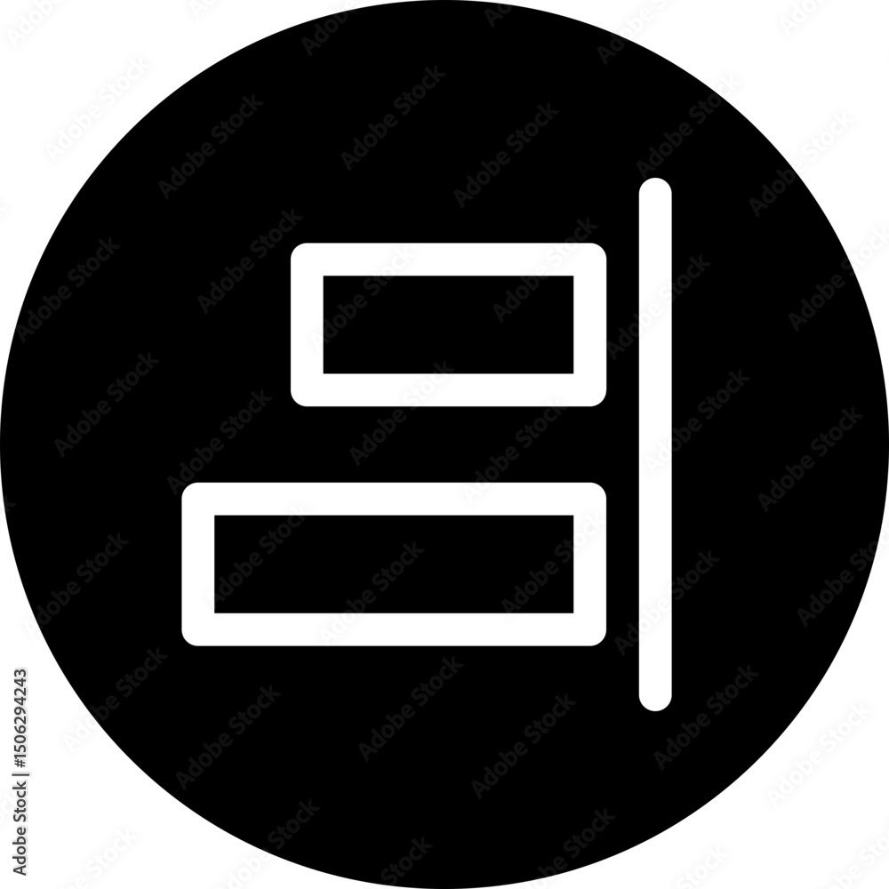 Poster right align tool icon, circular style isolated vector icon.