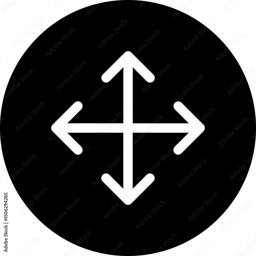 Poster move icon. image, display, custom size, circular style isolated vector icon.