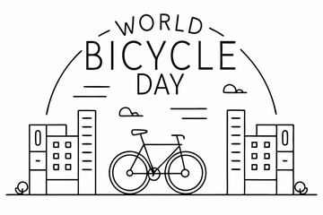 World Bicycle Day Outline with Cycle in Urban City Design, Transparent