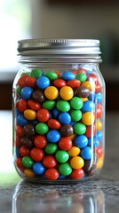 Colorful Candy in Glass Jar