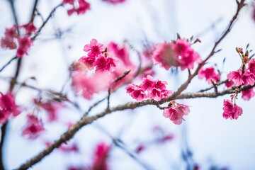 Delicate Pink Cherry Blossoms on a Branch