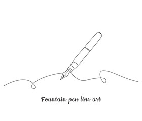 vector continuous one line drawing of fountain pen