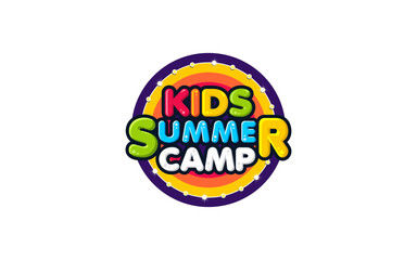 Illustration vector graphic of kids summer camp logo design template