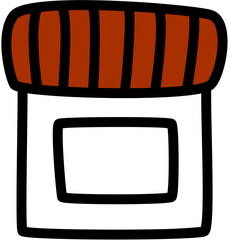 Cartoon illustration of a jar with a red lid