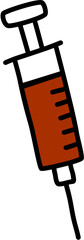 Cartoon syringe with red liquid