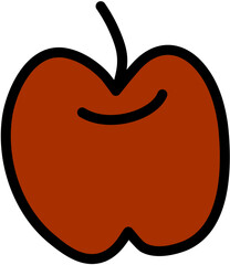 Stylized drawing of an apple with black outline