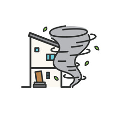住宅　竜巻被害のイラスト