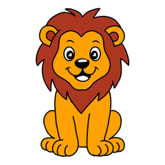 Cute Lion Smile Cartoon Coloring Page For Kids