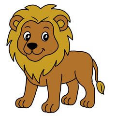 Cute Lion Smile Cartoon Coloring Page For Kids