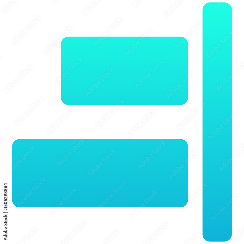 Poster right align tool icon, silhouette gradient style isolated vector icon.