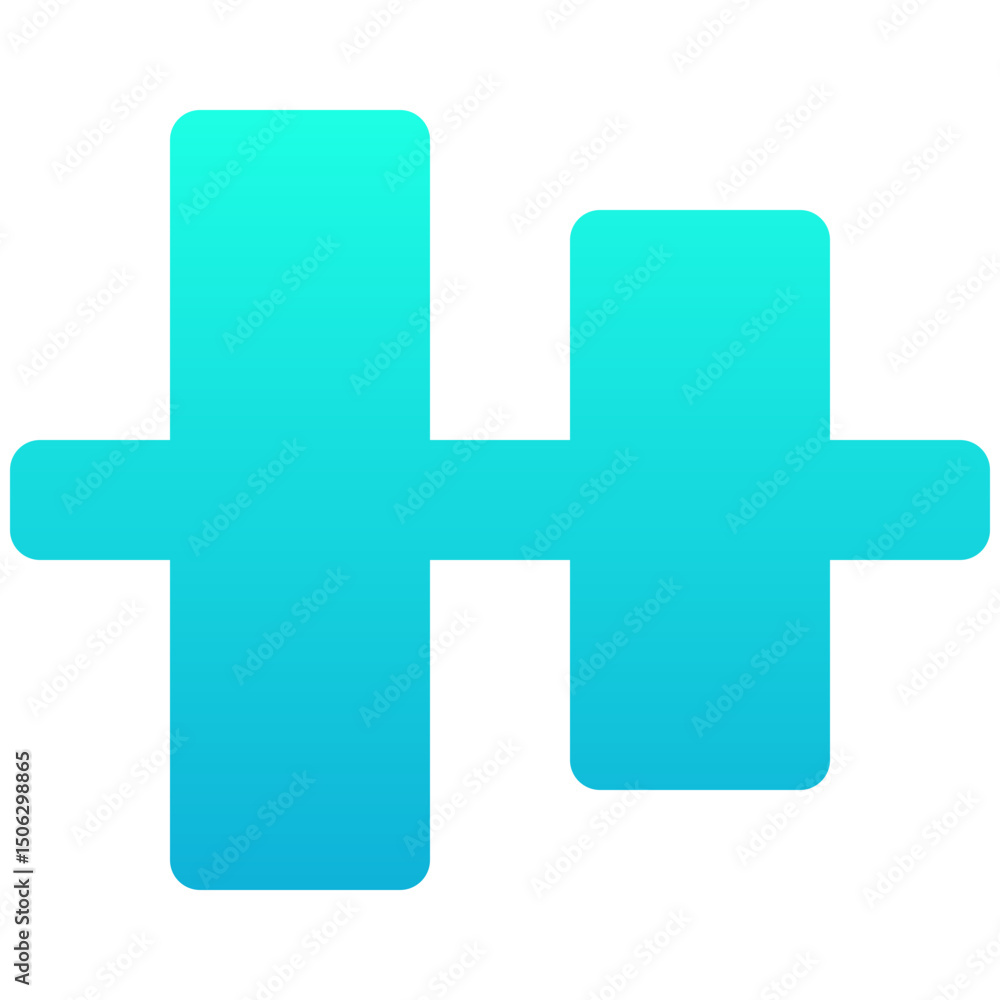 Poster horizontal center align tool icon, silhouette gradient style isolated vector icon.
