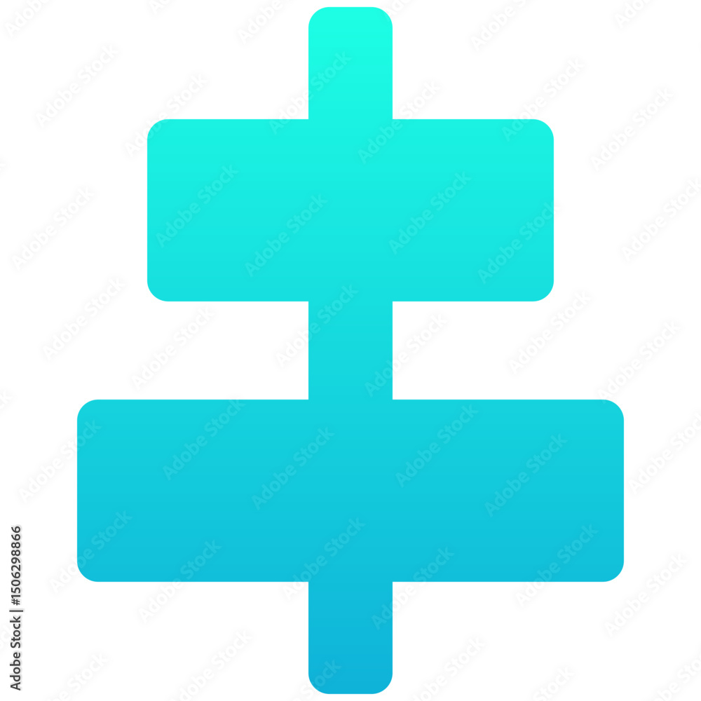 Poster vertical center align tool icon, silhouette gradient style isolated vector icon.