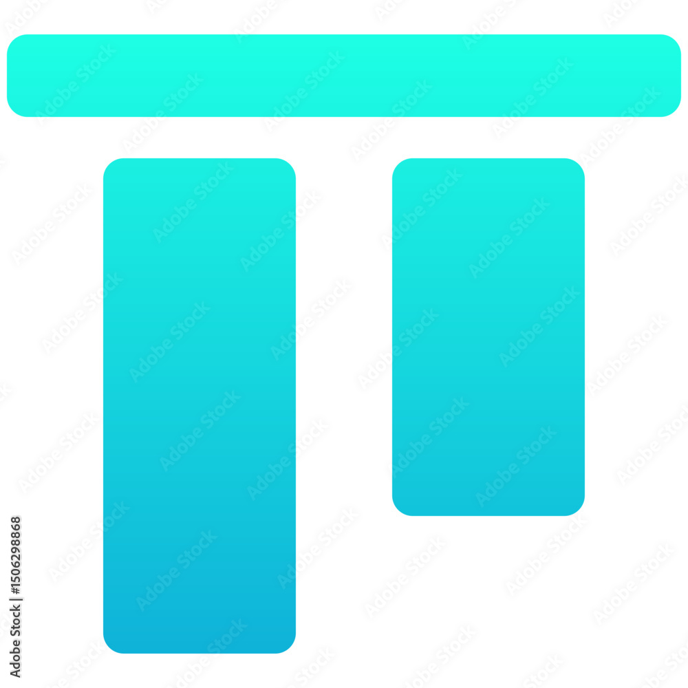 Poster top align tool icon, silhouette gradient style isolated vector icon.