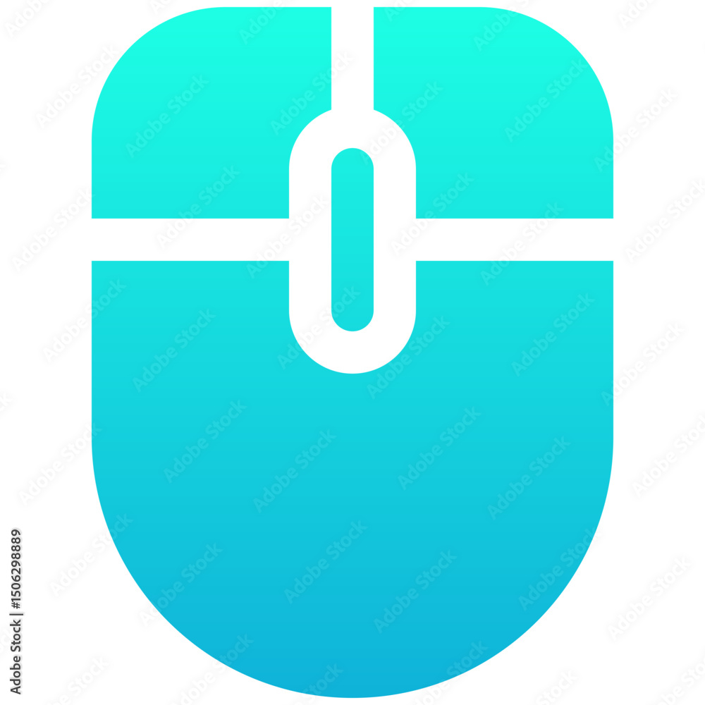 Poster computer mouse icon, silhouette gradient style isolated vector icon.
