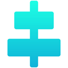 Vertical Center Align Tool Icon, Silhouette Gradient Style Isolated Vector Icon.	