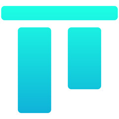 Top Align Tool Icon, Silhouette Gradient Style Isolated Vector Icon.	
