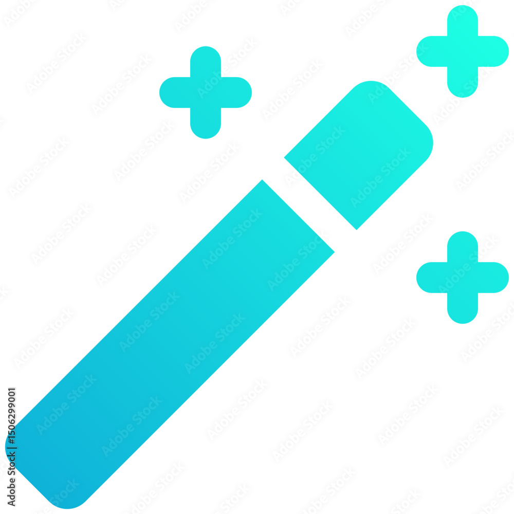 Poster magic wand tool vector icon, silhouette gradient style isolated vector icon.