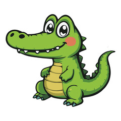 Cute Alligator or Crocodile Cartoon – Vector Clip Art for Education