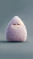 Cute, fluffy, whimsical creature with soft, rounded shape and pastel pink color, exuding calm and serene vibe