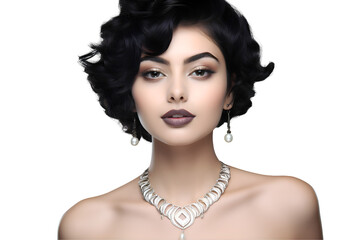 Young Woman with Glowing Skin and Natural Makeup Applying Facial Cream and Posing with Varied Expressions on White Background