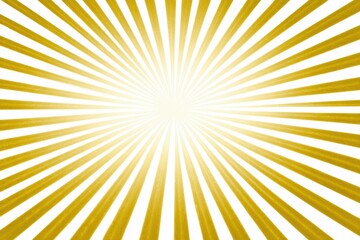 Fototapeta premium A radiant sunburst pattern features gold rays emanating from a bright white center against a stark white background