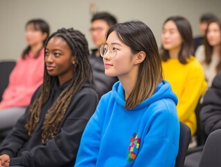 Fototapeta premium diverse students in language exchange learning global culture