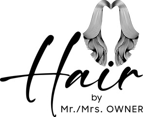 simple black luxury hair do, hair stylish, hair beauty salon line icon logo design
