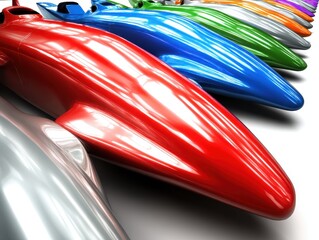 Colorful Sleek Racing Boats Ready for Competition