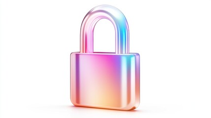 Colorful Padlock Security Concept with Pastel Tones on White Background