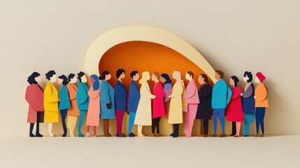 A Diverse Crowd Awaits: Paper Cut-Out Art
