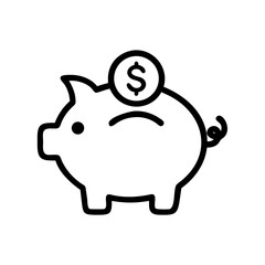 Piggy Bank Savings Icon Representing Financial Planning and Money Management