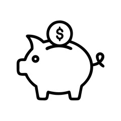 Piggy Bank Savings Icon Representing Financial Planning and Money Management