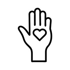 Fototapeta premium Raised Hand with Heart Icon Representing Help, Care, and Volunteer Support