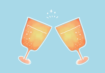 乾杯しているドリンクのイラスト