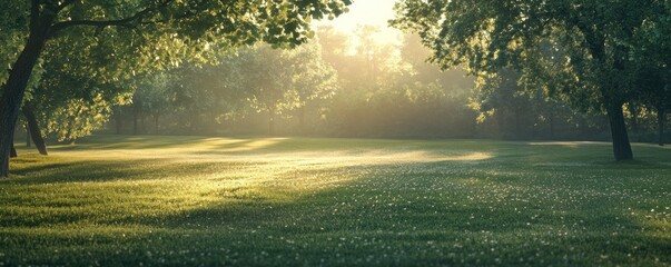 Sunlit Meadow: A Serene Morning in the Woods
