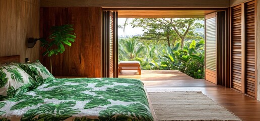 Tropical Bedroom with Lush Jungle View
