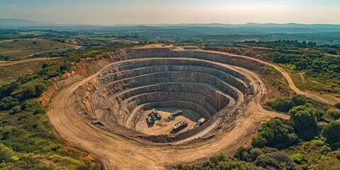 Aerial View of a Massive Open-Pit Mine