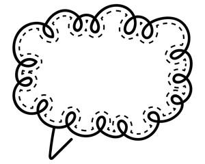 シンプルな点線付き吹き出し　雲形