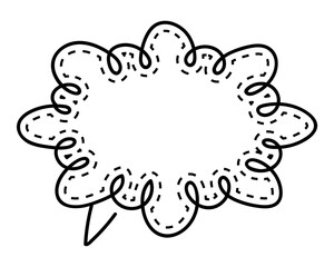 シンプルな点線付き吹き出し　雲形