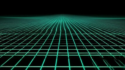 Neon grid receding into dark abyss - Powered by Adobe