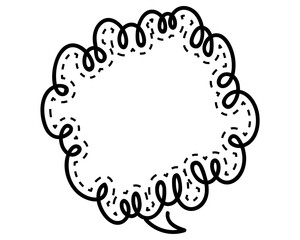 シンプルな点線付き吹き出し　雲形