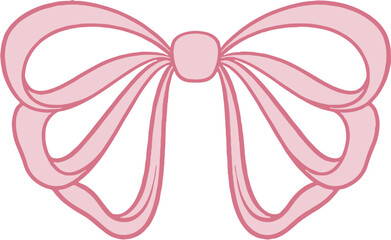 Illustration of a pink ribbon bow.