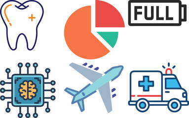 Combined Vector Graphic with Geometric Elements and Text in Multiple Colors and Fonts