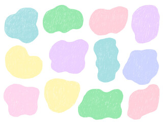 手描きあしらいセット　流体シェイプ　パステルカラー　色えんぴつ