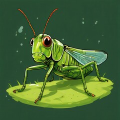 an AI Image Generator, Vivid Illustration of a Green Grasshopper