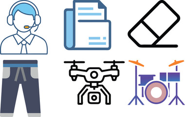 Combined Graphic Design with Basic Shapes and Text Elements in Multiple Colors